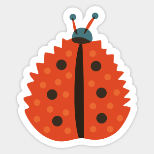 Orange Ladybug Masked As Autumn Leaf Sticker